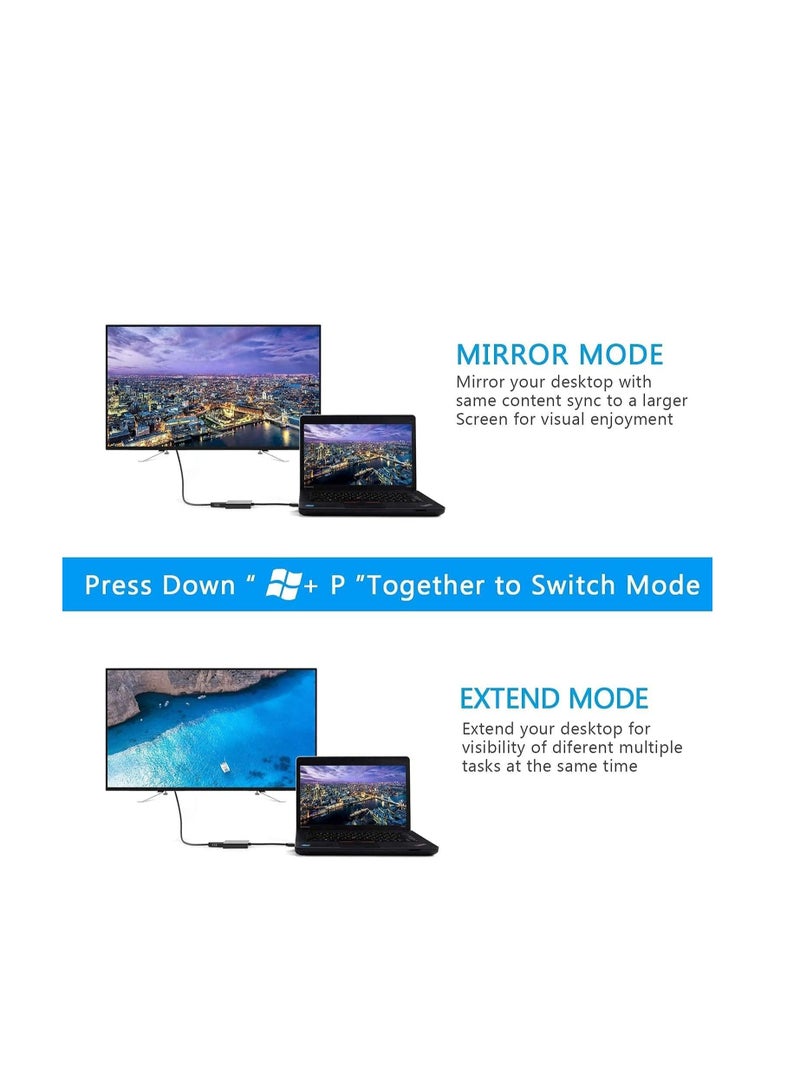 Ntech محول USB إلى HDMI من NTECH، محول USB 3.0، 2.0 إلى HDMI 1080P، كابل رسوميات فيديو مع صوت. متوافق مع أنظمة التشغيل Windows XP و7 و8 و8.1 و10 وأجهزة العرض المحمولة وأجهزة التلفزيون عالية الدقة - Image 5