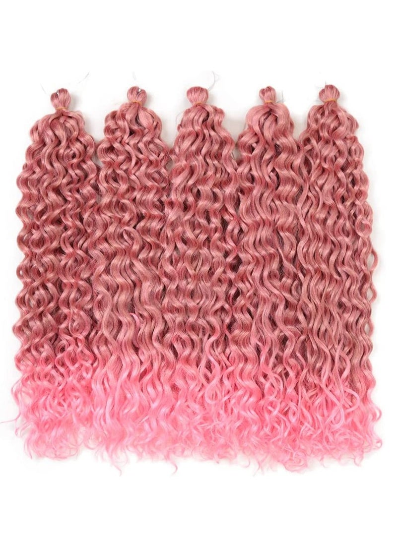 Barakah شعر كروشيه موج المحيط، 5 قطع بطول 20 بوصة، شعر ضفائر مجعد هاواي، إكسسوارات شعر بأسلوب بوهيمي، وردي - Image 4