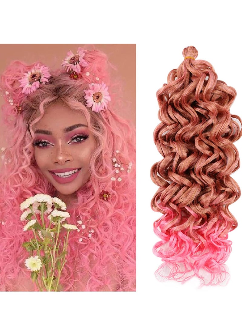 Barakah شعر كروشيه موج المحيط، 5 قطع بطول 20 بوصة، شعر ضفائر مجعد هاواي، إكسسوارات شعر بأسلوب بوهيمي، وردي - Image 1