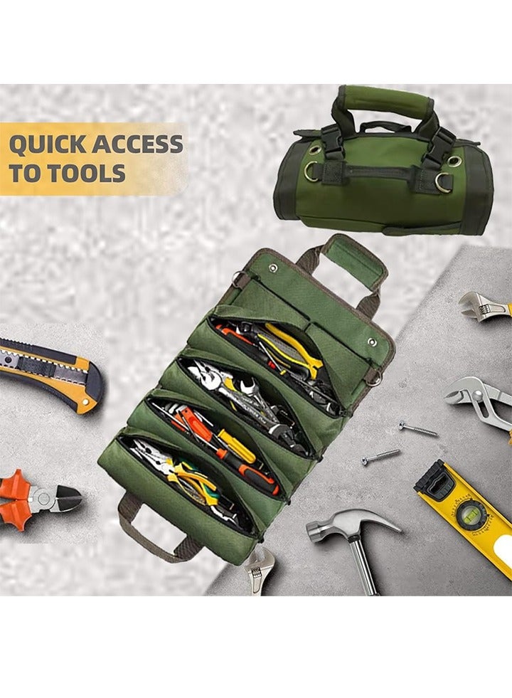 Multi-Purpose Roll Up Tool Bag with Detachable Pouches - Heavy Duty Tool Bag, Hardware Tool Storage Bag Roll Type Electrician Bag，Five Pockets, Large Capacity - Ideal Gifts for Mechanics/Electricians and Hobbyists - Image 5