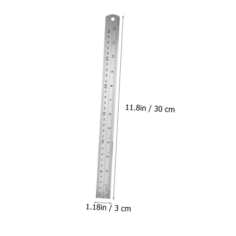 قطعتان مسطرة من الفولاذ المقاوم للصدأ 15 سم 6 بوصة أداة قياس معدنية بمقياس متري وإمبراطوري - Image 3