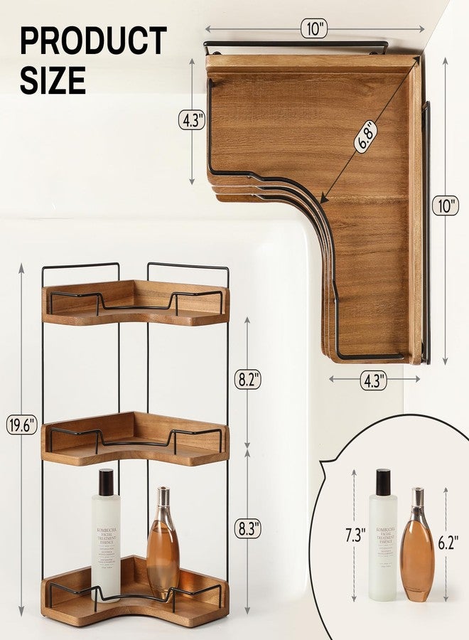 Snuvid 3-Tier Bathroom Counter Organizer, Wooden Corner Shelf for Vanity Countertop Skincare & Makeup, Storage and Organization for Kitchen - Image 2