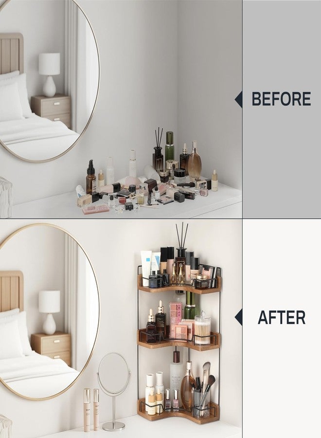 Snuvid 3-Tier Bathroom Counter Organizer, Wooden Corner Shelf for Vanity Countertop Skincare & Makeup, Storage and Organization for Kitchen - Image 5