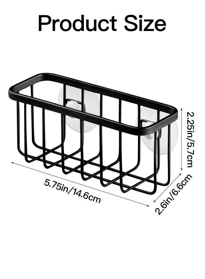 Stainless steel drain basket with suction holder for Sponge, Scrubber, Soap in Kitchen Sink, Bathroom, Bathtubs, 5.75''x2.25''x2.6'', Black  - Image 3