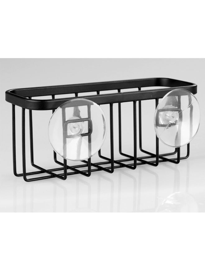 Stainless steel drain basket with suction holder for Sponge, Scrubber, Soap in Kitchen Sink, Bathroom, Bathtubs, 5.75''x2.25''x2.6'', Black  - Image 5