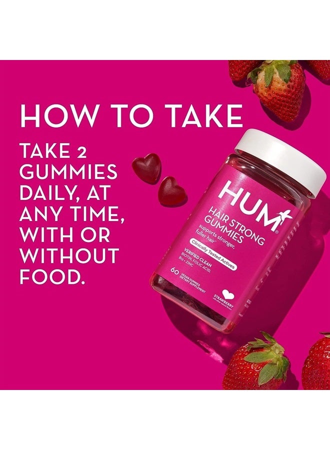 HUM Hair Strong - Daily Gummies with Biotin to Combat Hair Loss & Thinning - Fo Ti, Folic Acid, Zinc, Vitamin B12 & PABA to Support Healthy Hair, Skin and Nails (90-Day Supply) - Image 3