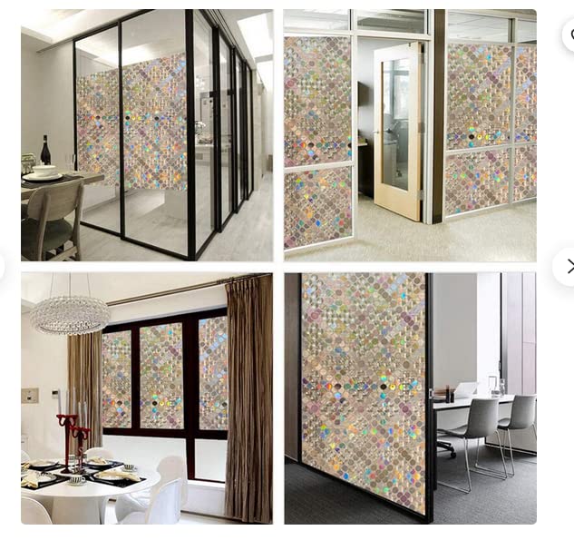 SUNBIRD 3D Privacy Window Film Decorative Glass Window Decals Home Waterproof Frosting Film Frosted Vinyl Sheets for Front Door Bathroom Sidelight Small Windows 24 X 96 inch Crystal Circle - Image 3