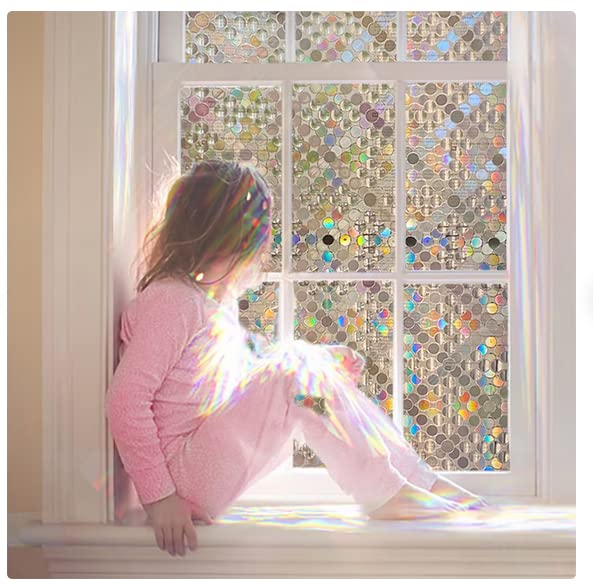 SUNBIRD 3D Privacy Window Film Decorative Glass Window Decals Home Waterproof Frosting Film Frosted Vinyl Sheets for Front Door Bathroom Sidelight Small Windows 24 X 96 inch Crystal Circle - Image 2