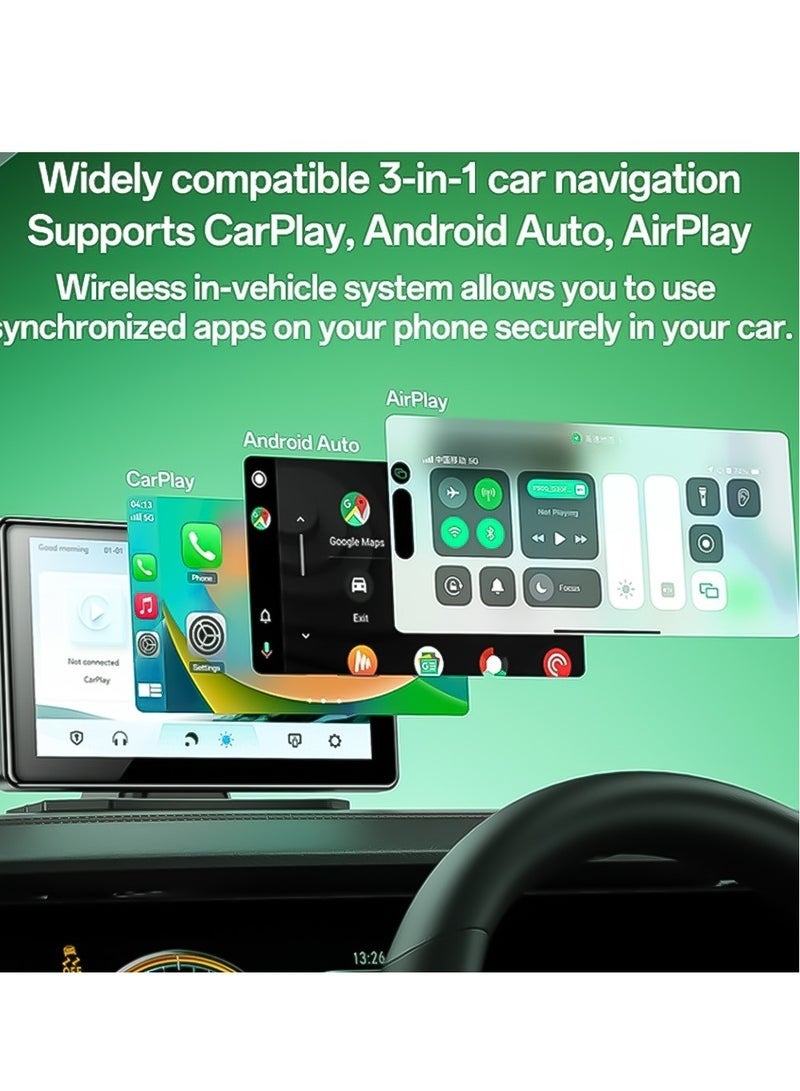 Yesido KM17 7" Touch Screen Center Console with CarPlay & Android Auto, Portable Car Multimedia Video Player with Rear Camera, Driving Recorder, GPS Navigation, Bluetooth & WiFi – Black - Image 2