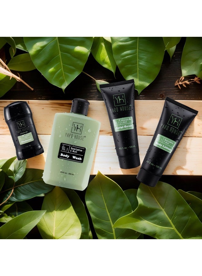 Yard House Mens Luxury Bath and Body Gift Set For Him - Skin Care Kit in Eucalyptus and Mint - Fathers Day Birthday Christmas Gifts Ideas For Men - 7Pcs Set w. Full Size Items in Leather Toiletry Bag - Image 5