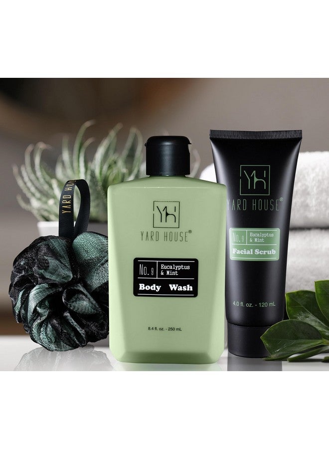 Yard House Mens Luxury Bath and Body Gift Set For Him - Skin Care Kit in Eucalyptus and Mint - Fathers Day Birthday Christmas Gifts Ideas For Men - 7Pcs Set w. Full Size Items in Leather Toiletry Bag - Image 4