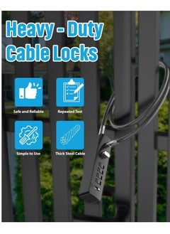 Generic Combination Lock Cable Security Steel Cable Luggage Lock Weatherproof with Resettable Code, Braided Steel Coated Anti-Theft Cable Lock, Luggage Suitcase Gun Case Toolbox Helmet Black 2.3Feet 5 mm  - Image 3