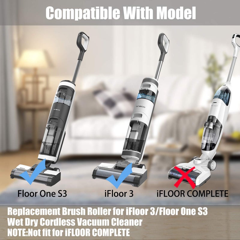 LesinaVac Replacement Brush Roller and Vacuum Filter Compatible with iFloor 3/iFloor One S3 Cordless Wet Dry Vacuum Cleaner (3 Brush Roller+3 HEPA Filters) - Image 2