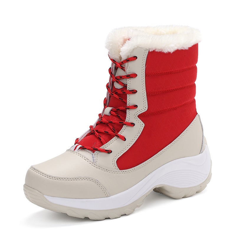 Womens High-top Winter Snow Boots Cotton Lined 1617 red