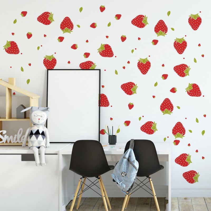 SAOMOUR Strawberry Decor 92 Pieces Stickers PVC Material Waterproof Custom Style Wall Stickers