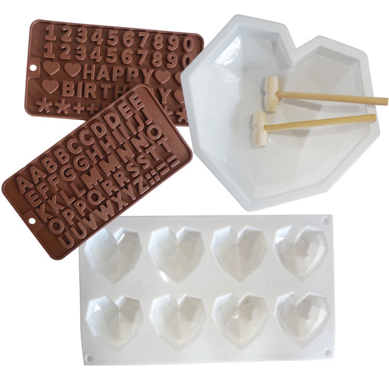 Spot Heart-Shaped Diamond Love Silicone Mold Cake Baking Diy Mousse Chocolate Cake Grinder - Image 2