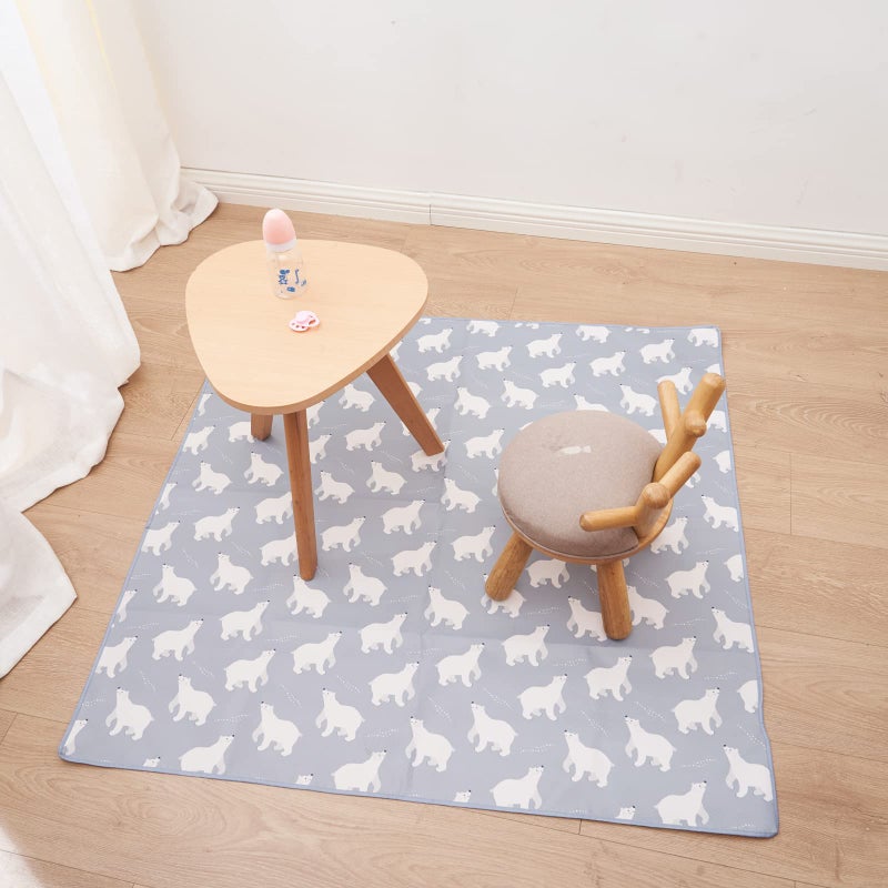 CoolaPeach Splat Mat for Under High Chair/Arts/Crafts, Washable Baby Spill Mat Waterproof Non-Slip Floor Splash Mat, Portable Play Mat and Table Cloth (Bear, 43"x 43") - Image 4