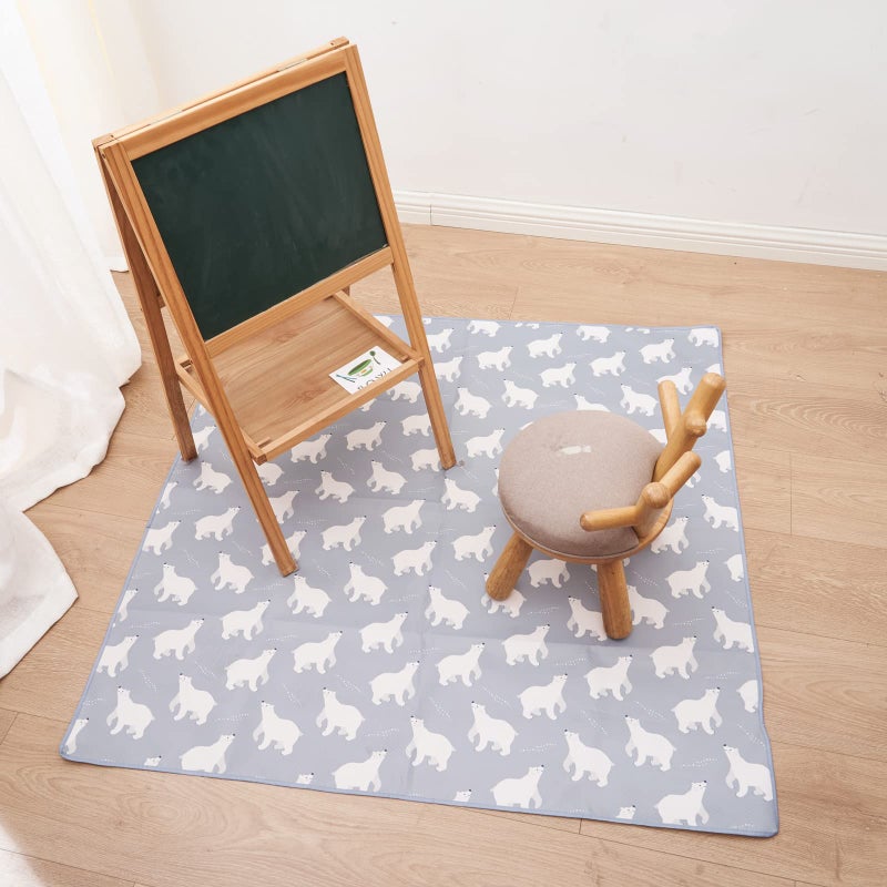 CoolaPeach Splat Mat for Under High Chair/Arts/Crafts, Washable Baby Spill Mat Waterproof Non-Slip Floor Splash Mat, Portable Play Mat and Table Cloth (Bear, 43"x 43") - Image 3