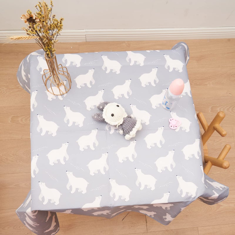 CoolaPeach Splat Mat for Under High Chair/Arts/Crafts, Washable Baby Spill Mat Waterproof Non-Slip Floor Splash Mat, Portable Play Mat and Table Cloth (Bear, 43"x 43") - Image 2