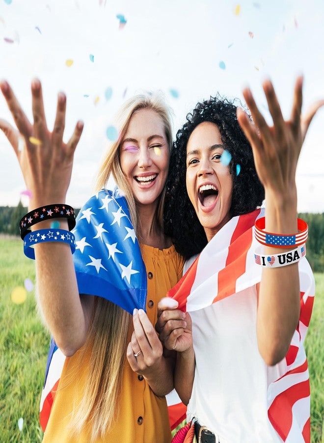 Moon Boat 144PCS 4th/Fourth of July Accessories Party Favors: Patriotic Silicone Rubber Bracelets Bulk USA Flag Wristbands American Memorial Day Decorations Gifts Supplies - Image 2