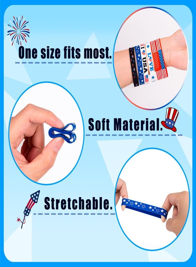 Moon Boat 144PCS 4th/Fourth of July Accessories Party Favors: Patriotic Silicone Rubber Bracelets Bulk USA Flag Wristbands American Memorial Day Decorations Gifts Supplies - Image 5