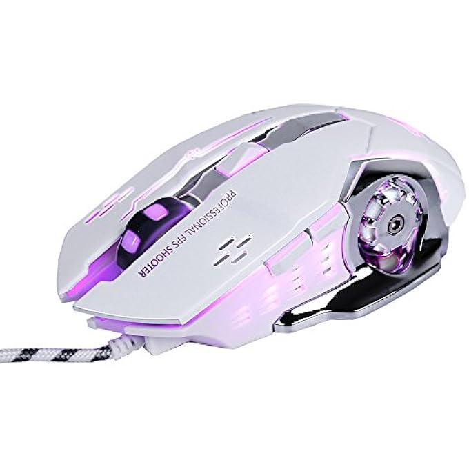LANKER GAMING MOUSE WIRED, OPTICAL GAME MICE WITH 6 BUTTONS, 4 BREATHING BACKLIGHT, ERGONOMIC GRIPS AND 4 DPI ADJUSTMENT LEVELS FOR PC, LAPTOP AND MAC - GM05 WHITE - Image 1