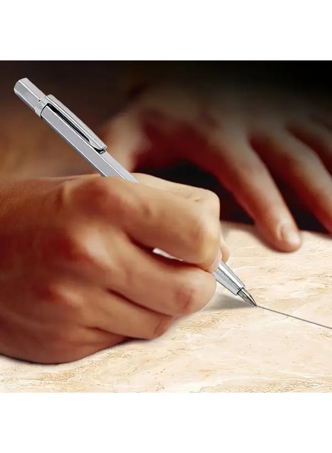 قلم نقش ألماس بإبرة من فولاذ التنجستين، أداة نقش من سبيكة صلبة سيراميك وزجاج، لنقش دقيق على الأسطح الصلبة، قلم معدني غير سام، للأعمال اليدوية والاستخدام الاحترافي، لوازم النقش وإكسسوارات الحرف اليدوية، لمسة نهائية فضية لامعة معدنية أنيقة، هيكل معدني متين. - Image 1