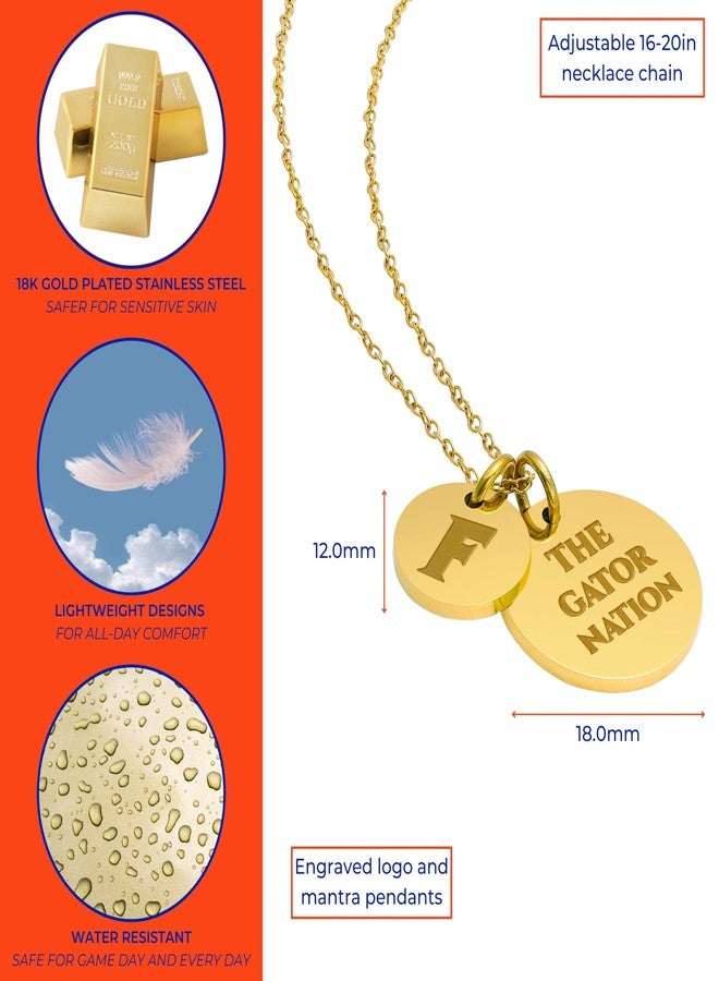Stone Armory Necklace for Florida Gators - 18K Gold-Plated Stainless Steel Jewelry Designed for Sensitive Skin - Adjustable 16-20in Chain, Gift for University of Florida Fans - Image 2