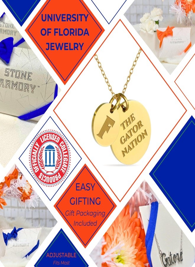 Stone Armory Necklace for Florida Gators - 18K Gold-Plated Stainless Steel Jewelry Designed for Sensitive Skin - Adjustable 16-20in Chain, Gift for University of Florida Fans - Image 3