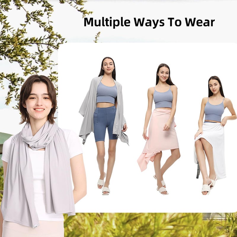 OHRAIN Sun Shawl UV Sun Protection UPF 50+ Beach Travel Scarf Wrap Summer Swimsuit Cover Up Cooling Blanket - Image 3