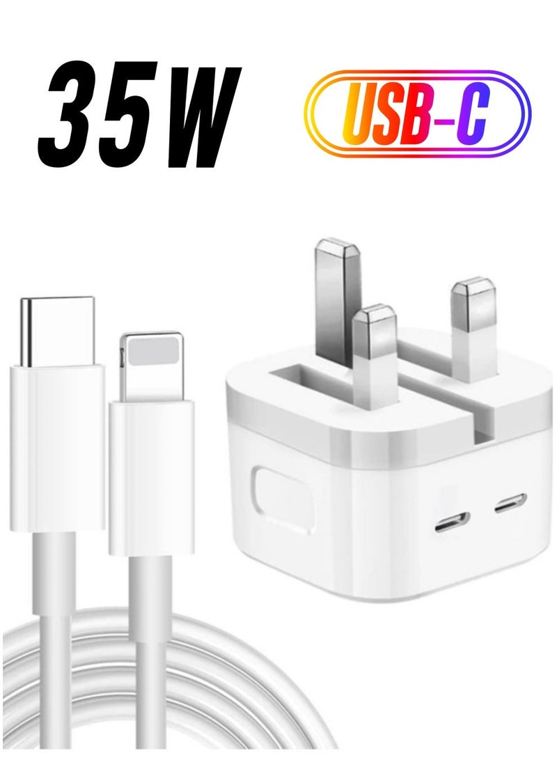 35W Dual Ports Fast Charging USB-C+C Power Adapter For Mobile iPhone 13 14 Series - Image 1