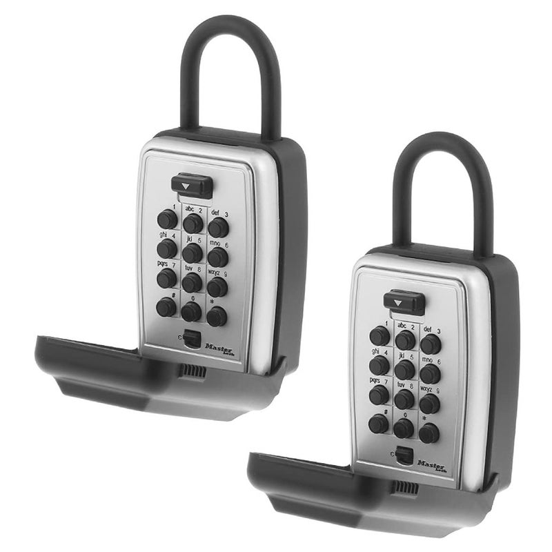 Master Lock Black Key Lock Box Wall Mount with Push Buttons Key Safe for Realtors Landlords Property Managers to Share Combo with Tenants Clients Teams Holds 5 Keys 2 Pack 5422EC2