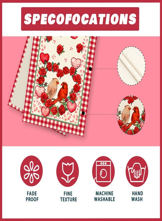 XCHI Plaid Roses Flowers Love Hearts Cardinal Valentine's Day Table Runner Table Decoration for Party Home Kitchen Dining Holiday Decor 13x72 Inch - Image 5
