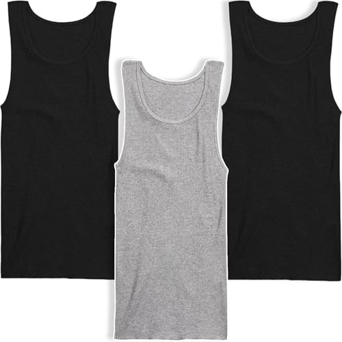 ToBeInStyle Men's Pack of 3 Slim Fit Sleeveless A-Shirts - Assorted - Small - Image 2