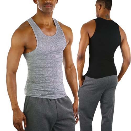 ToBeInStyle Men's Pack of 3 Slim Fit Sleeveless A-Shirts - Assorted - Small - Image 3