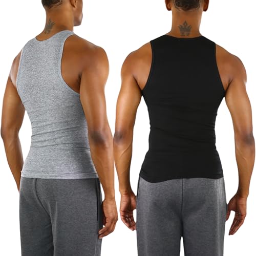 ToBeInStyle Men's Pack of 3 Slim Fit Sleeveless A-Shirts - Assorted - Small - Image 4