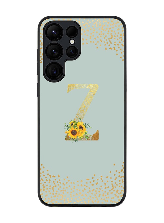 Stylizedd For Samsung Galaxy S25 Ultra 5G Case,Slim fit Camera Protection, Shockproof Thin Phone cover  - Custom Floral Monogram - Z  (Light Grey ) - Image 1