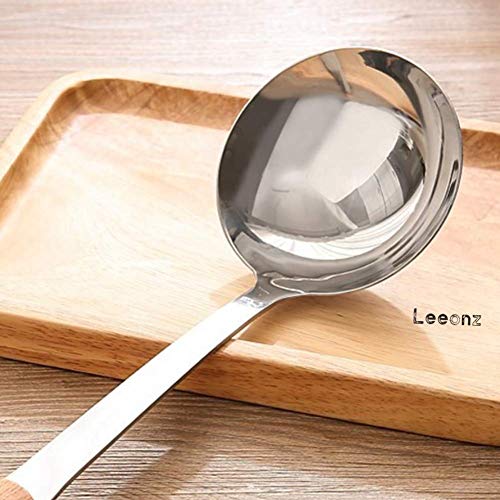 Leeonz 1Pcs Of Stainless Steel Soup Ladle With Wooden Grip, Large Kitchen Utensil Spoon, Punch Bowl And Soup Pan Ladle, 33.5 Centimeters - Image 5