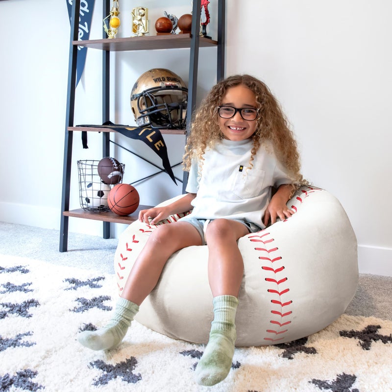 Big Joe Sports Ball Bean Bag Chair for Kids, Baseball Plush, Ultra-Soft Lightweight Polyester Blend, 2.5 Foot Refillable - Image 3