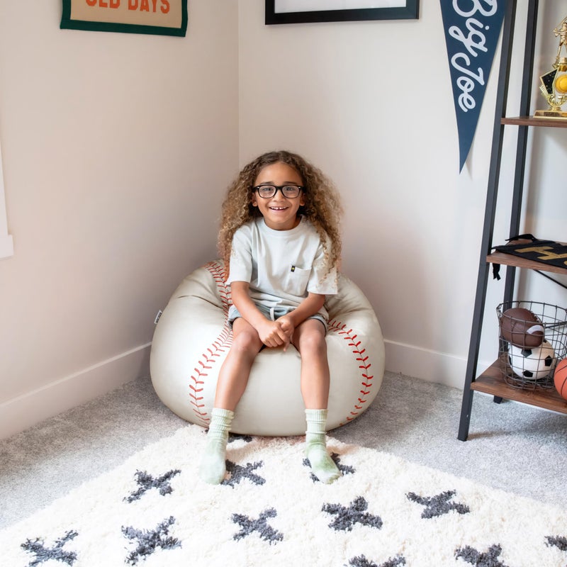 Big Joe Sports Ball Bean Bag Chair for Kids, Baseball Plush, Ultra-Soft Lightweight Polyester Blend, 2.5 Foot Refillable - Image 4