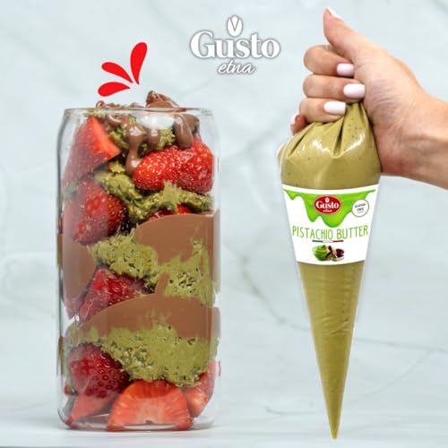 GUSTO ETNA Pistachio Nut Butter Cream in Squeeze Pouch, Spread, Cake Filling & Icing, Frosting, Dessert, Sweet Pistachio Butter, Pistachio Paste, From Bronte, Sicily, Italy, Non GMO, 14.1 oz (400 g) - Image 4