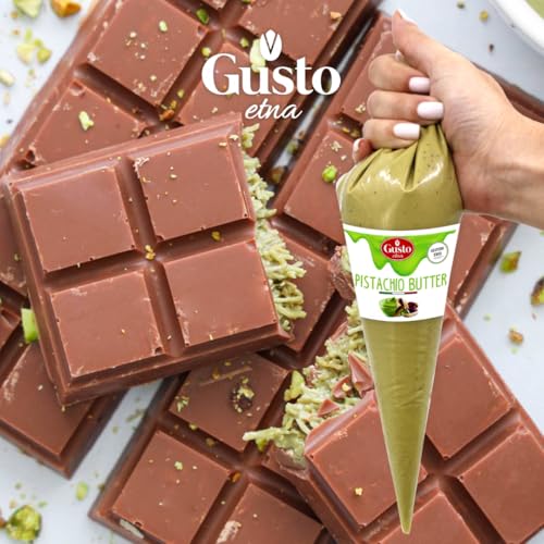 GUSTO ETNA Pistachio Nut Butter Cream in Squeeze Pouch, Spread, Cake Filling & Icing, Frosting, Dessert, Sweet Pistachio Butter, Pistachio Paste, From Bronte, Sicily, Italy, Non GMO, 14.1 oz (400 g) - Image 3