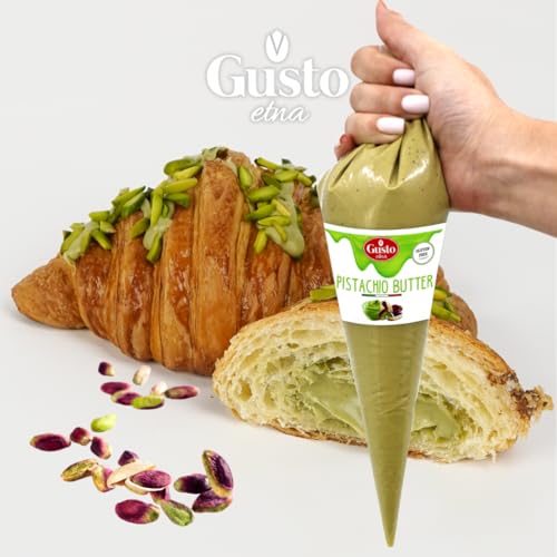 GUSTO ETNA Pistachio Nut Butter Cream in Squeeze Pouch, Spread, Cake Filling & Icing, Frosting, Dessert, Sweet Pistachio Butter, Pistachio Paste, From Bronte, Sicily, Italy, Non GMO, 14.1 oz (400 g) - Image 2