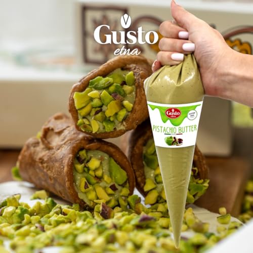 GUSTO ETNA Pistachio Nut Butter Cream in Squeeze Pouch, Spread, Cake Filling & Icing, Frosting, Dessert, Sweet Pistachio Butter, Pistachio Paste, From Bronte, Sicily, Italy, Non GMO, 14.1 oz (400 g) - Image 5
