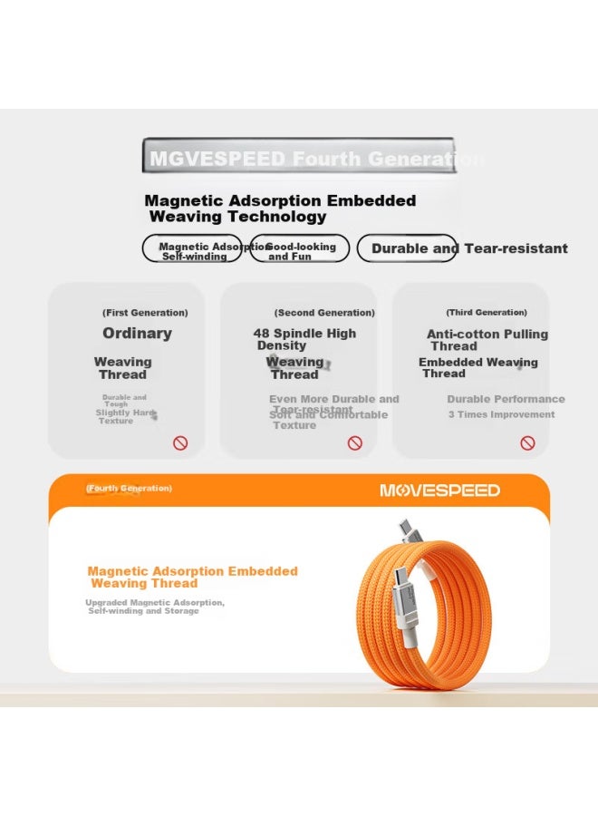MOVESPEED Magnetic Cable, 240w Charging Cable, 6a Fast Charging, Ctoc Braided, Suitable For Apple 16/15, Android Phones, Ipad Tablets, Laptops, And Car Use - Image 5