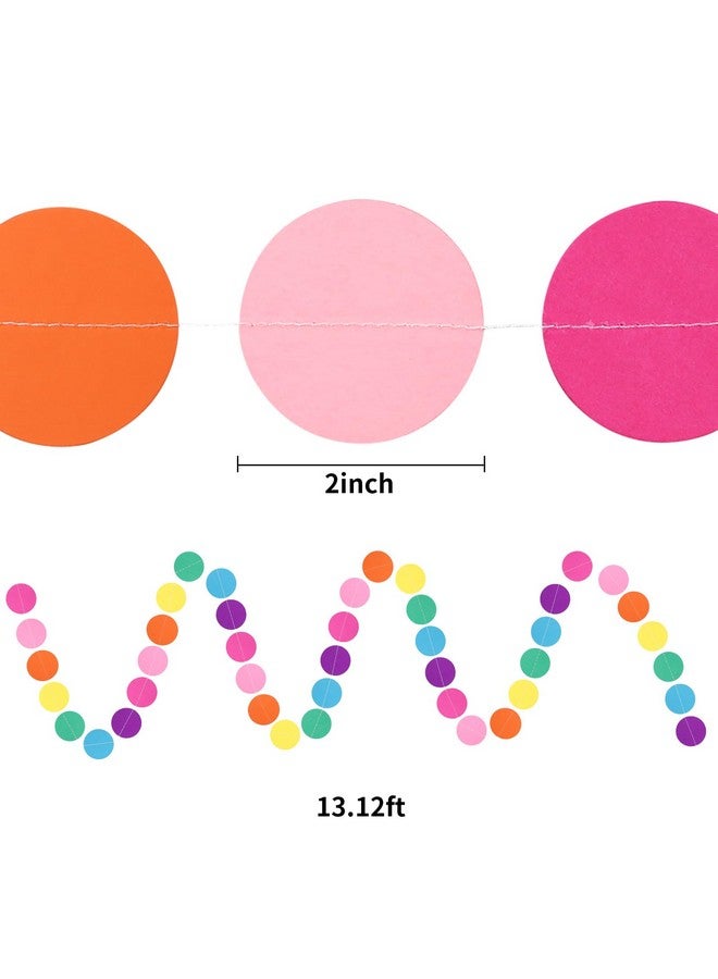RUBFAC 5pcs Colorful Paper Garland Party Decorations Circle Dots Hanging Rainbow Decorations for Birthday Wedding Baby Shower Classroom Candyland Streamers Party Supplies (66ft) - Image 2
