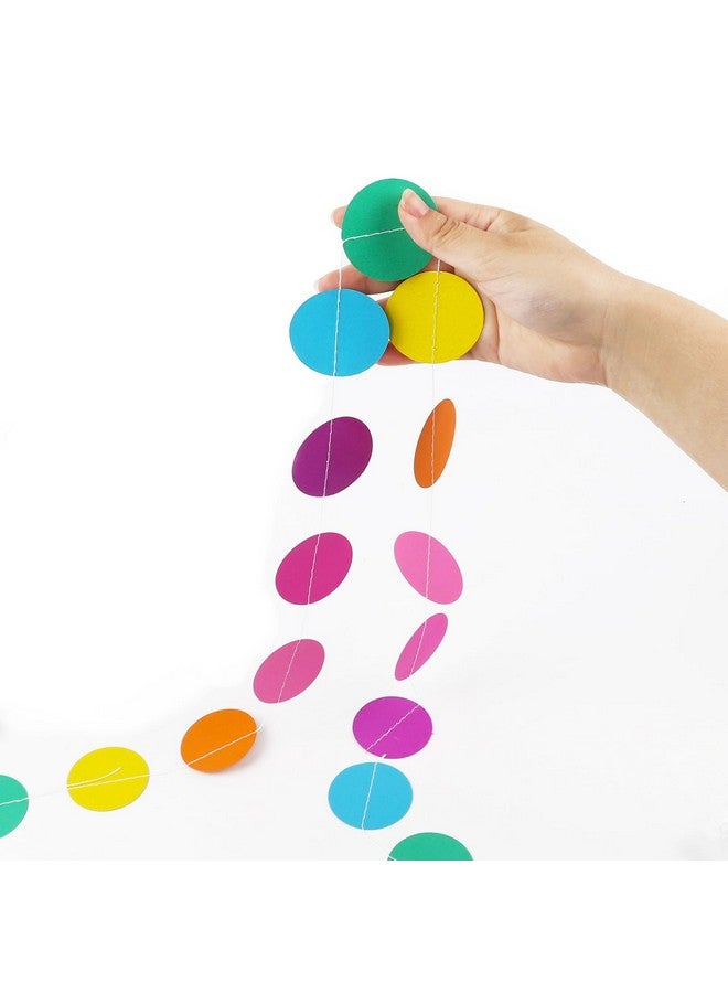 RUBFAC 5pcs Colorful Paper Garland Party Decorations Circle Dots Hanging Rainbow Decorations for Birthday Wedding Baby Shower Classroom Candyland Streamers Party Supplies (66ft) - Image 4