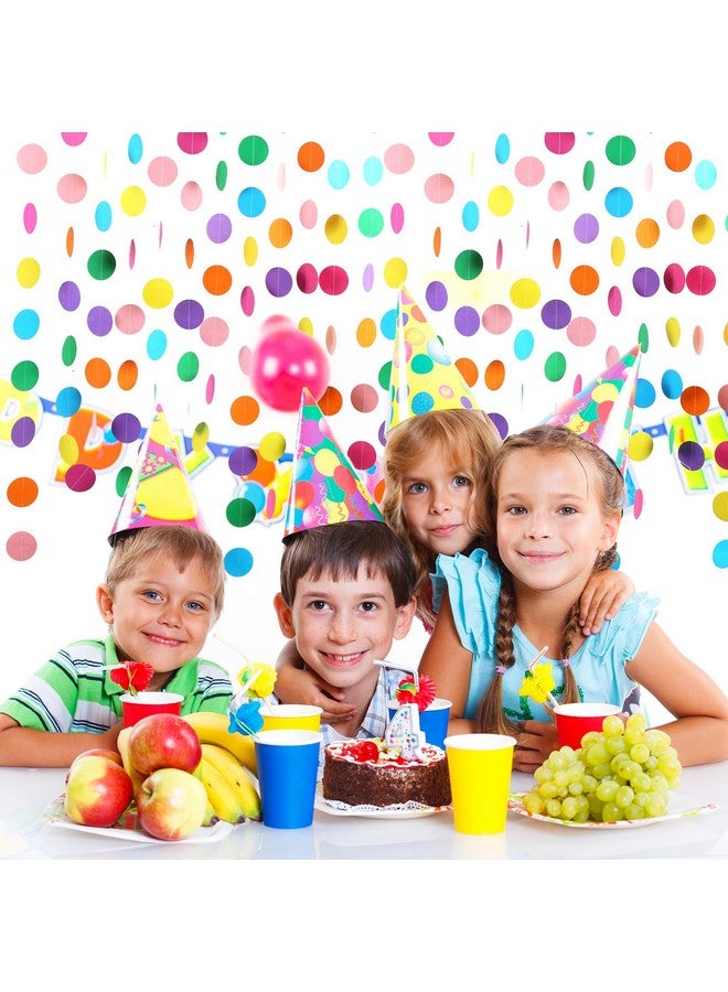 RUBFAC 5pcs Colorful Paper Garland Party Decorations Circle Dots Hanging Rainbow Decorations for Birthday Wedding Baby Shower Classroom Candyland Streamers Party Supplies (66ft) - Image 5