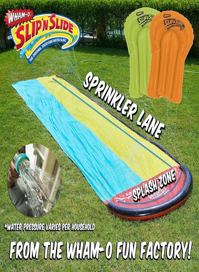 Wham-O Slip N Slide 16ft Double Lawn Water Slides with Sprinkler Lane & 2 Inflatable Boards, Super Slip Slides for Summer Backyard Outdoor Water Activities - Image 3