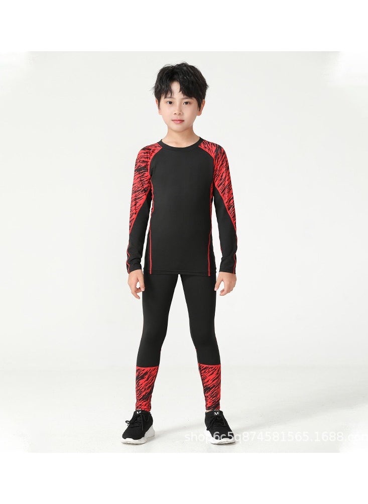KUYING Children's High Elasticity Tight Fitting Clothing Sports Fitness Set Quick Drying Training Suit 